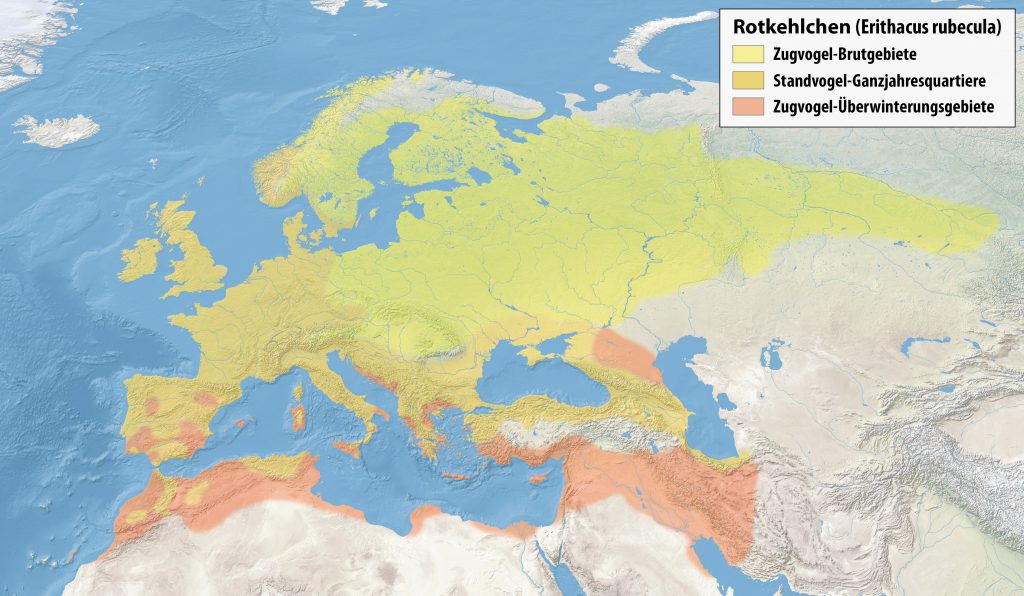 Rotkehlchen Verbreitungsgebiet