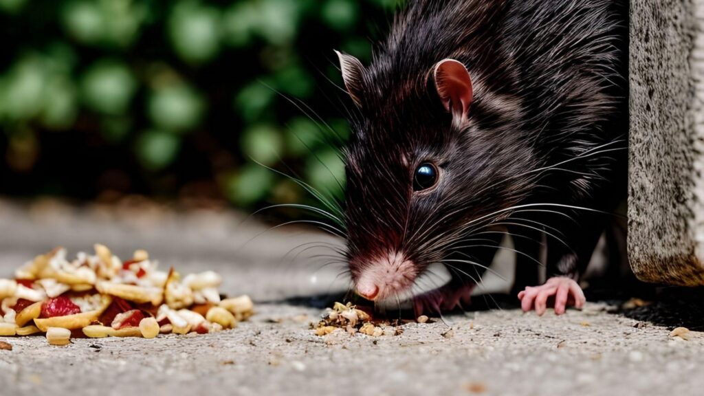 Ratte frisst Futter